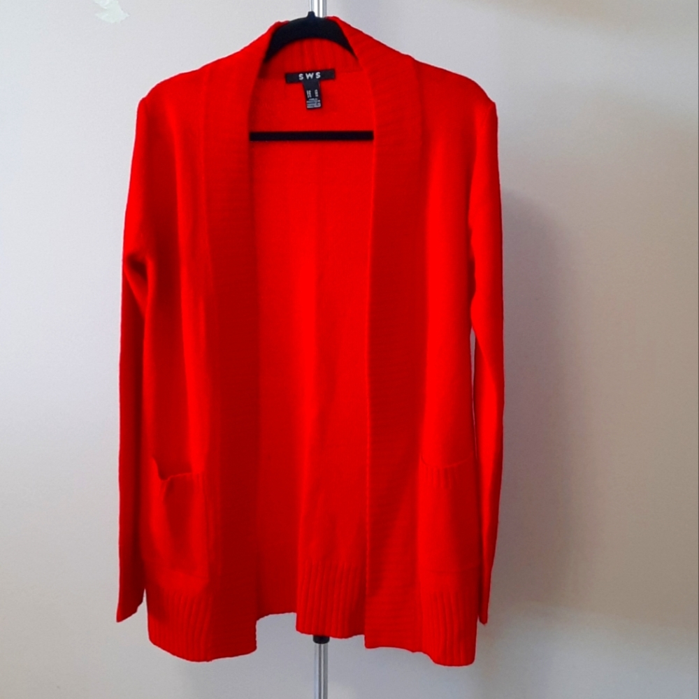BOGO FREE - SWS long sleeve open red knit cardigan
